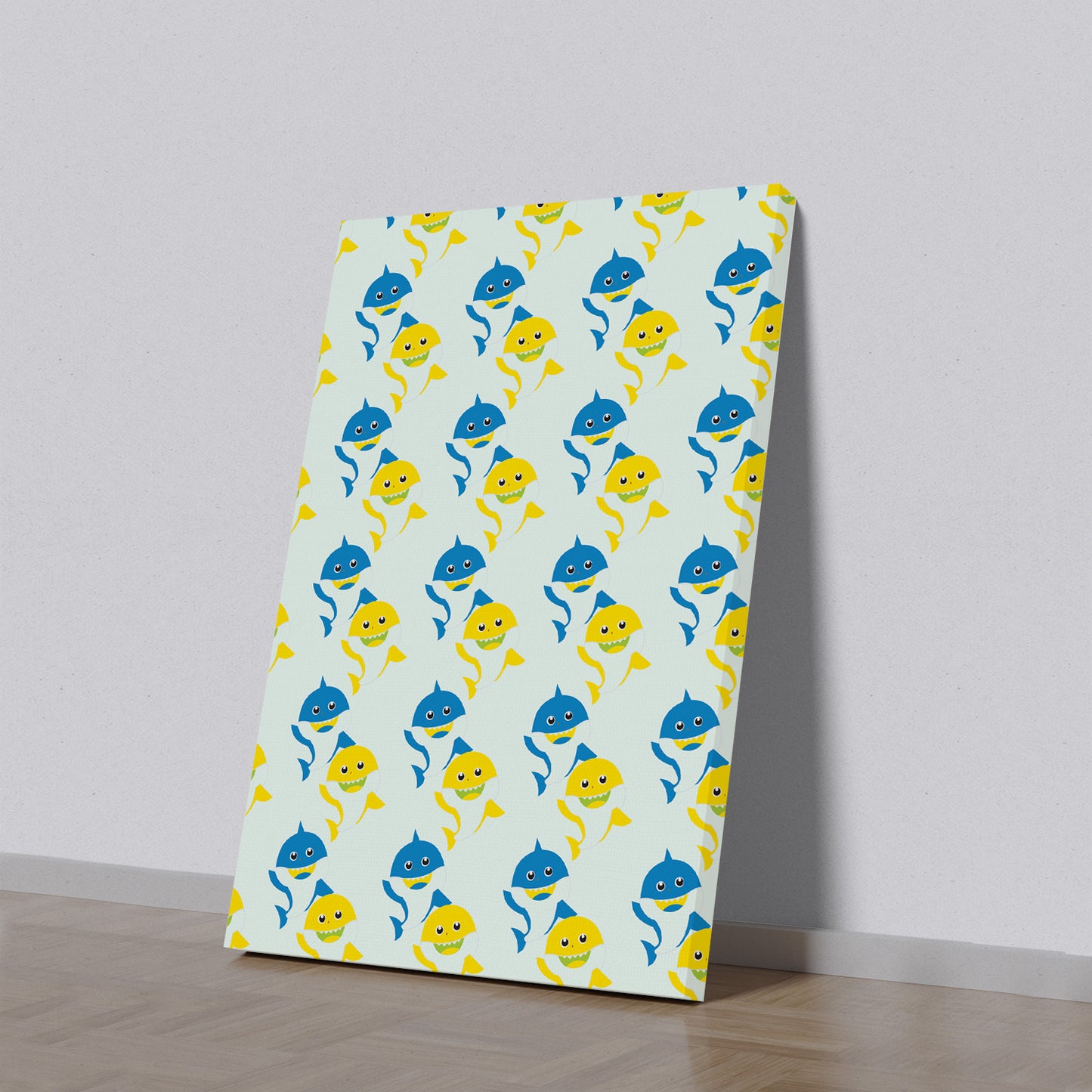 Blue and Yellow Fish Pattern Canvas Wall Painting