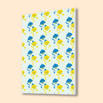 Blue and Yellow Fish Pattern Canvas Wall Painting