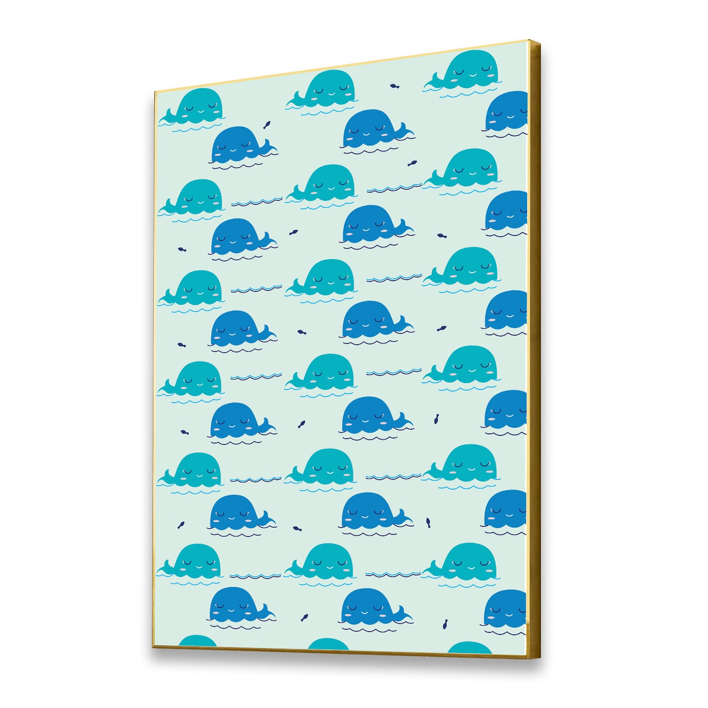 Striking Blue Whale Pattern Design Canvas Wall Painting