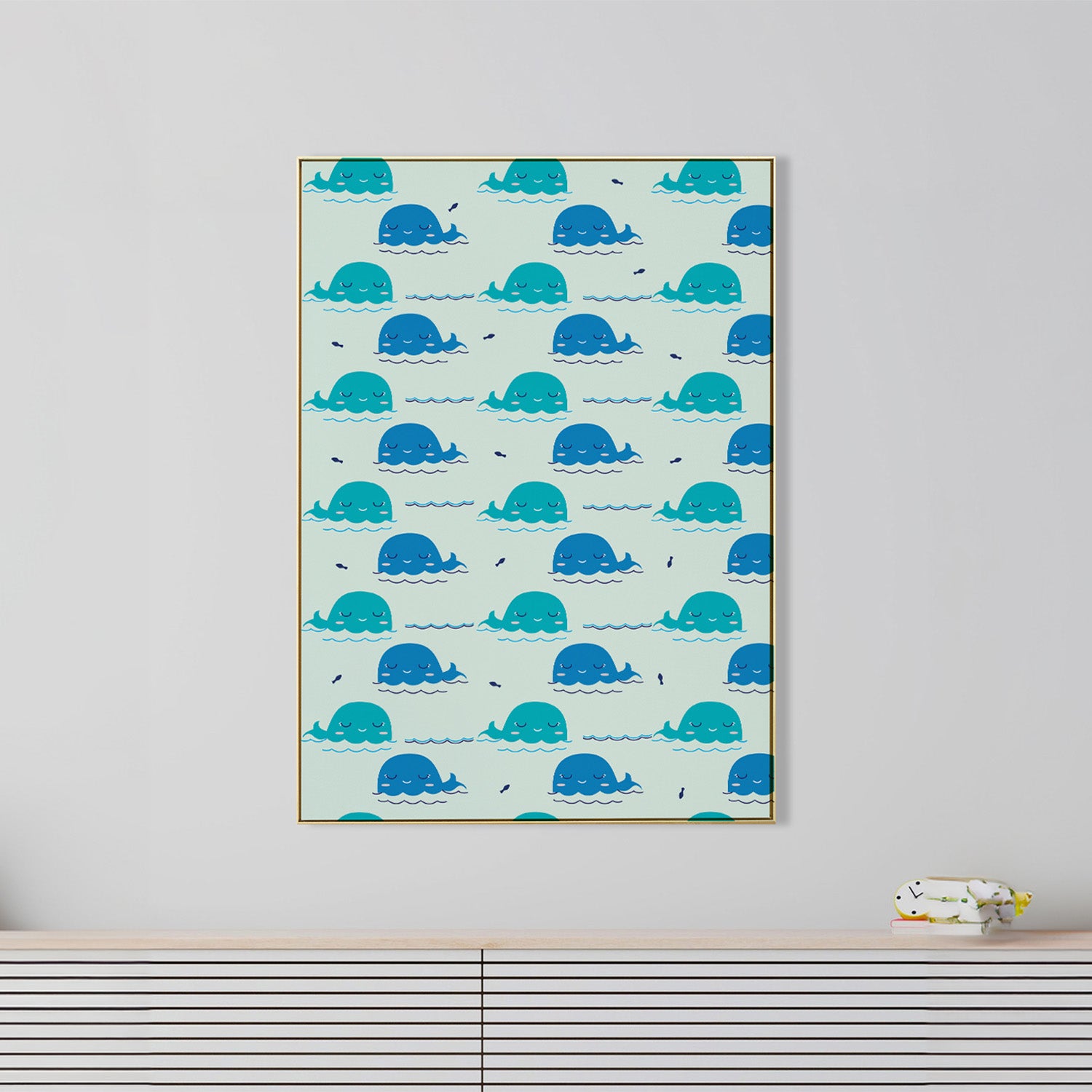 Striking Blue Whale Pattern Design Canvas Wall Painting