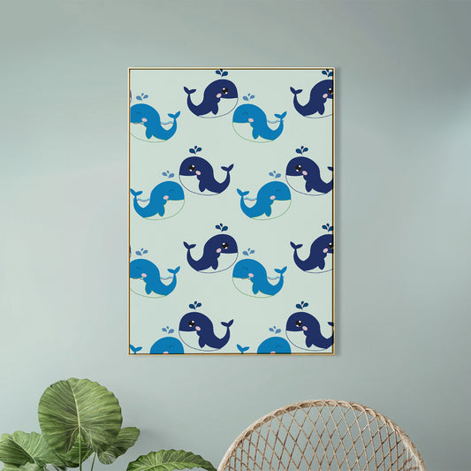 Elegant Blue Whale Pattern Décor Canvas Wall Painting