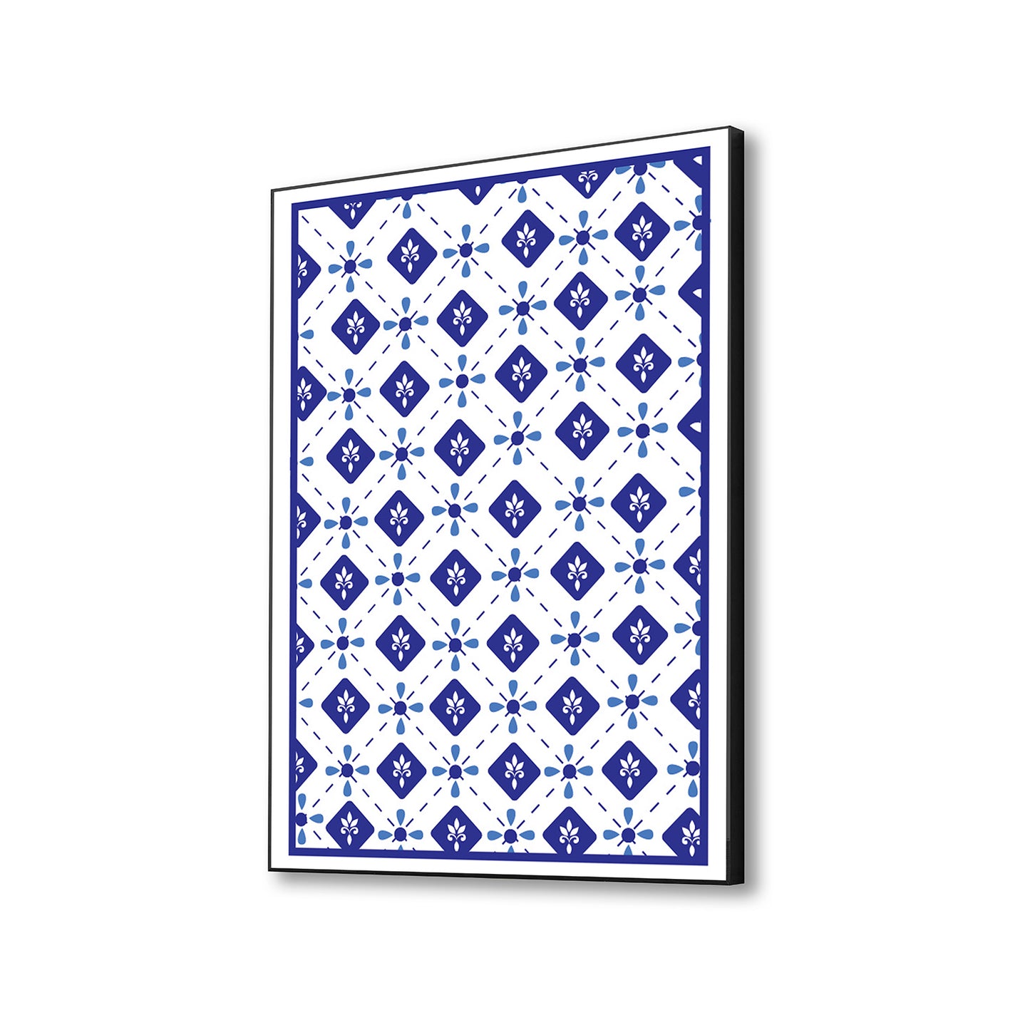 Geometric Blue and White Canvas Wall Painting