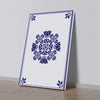 Elegant Blue Floral Tile Canvas Wall Painting Printed