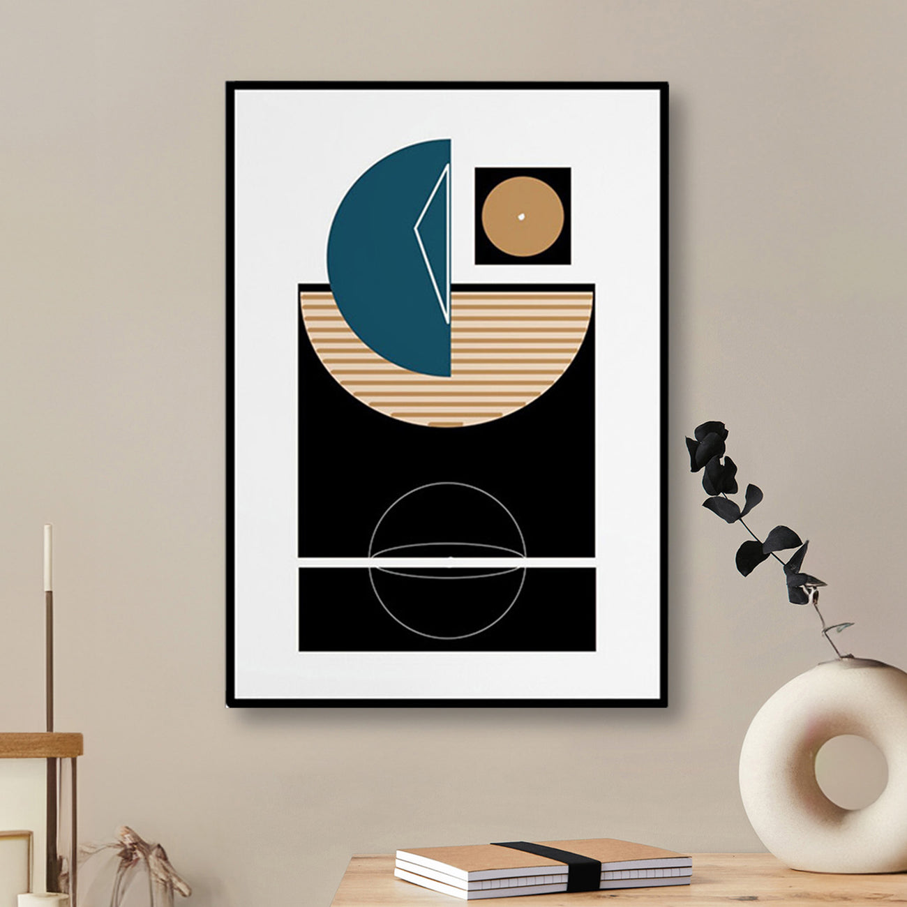 Modern Black and Blue Abstract Canvas Printed Wall Painting