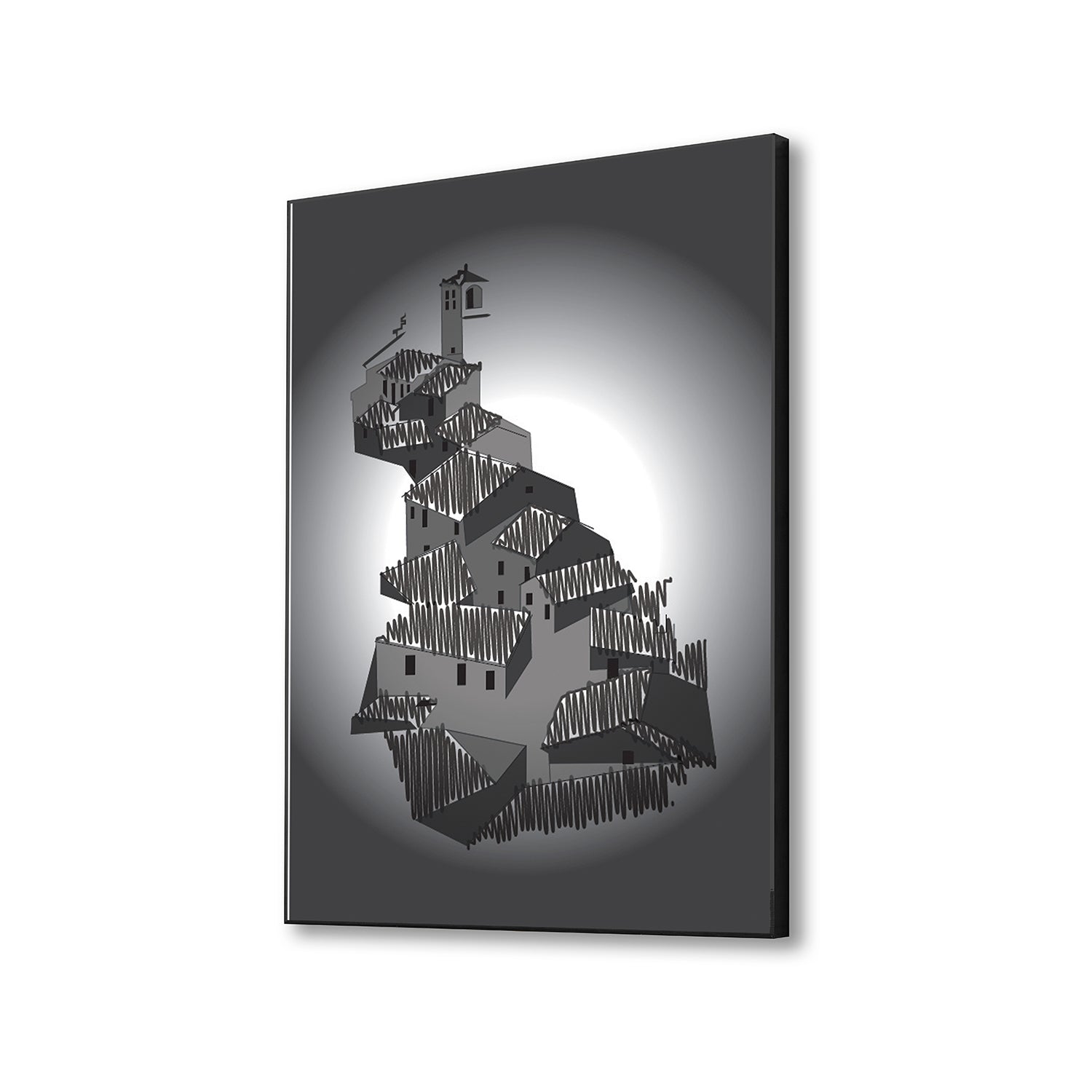 Majestic Castle Black and White Canvas Printed Wall Painting