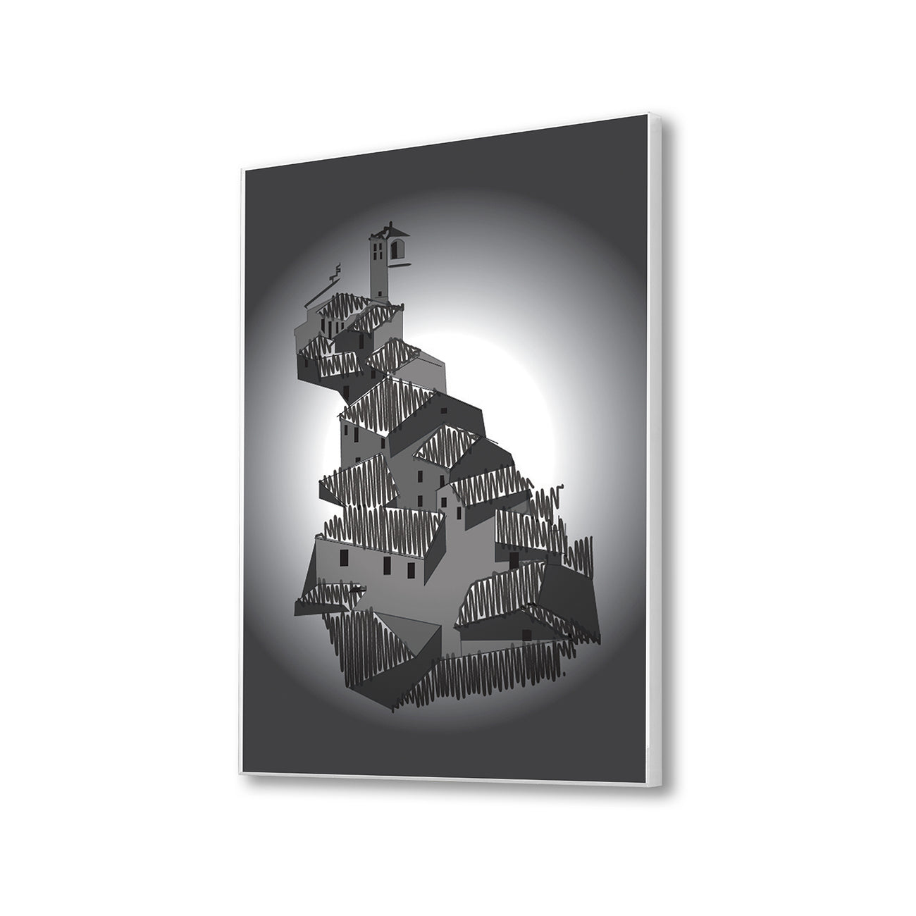 Majestic Castle Black and White Canvas Printed Wall Painting