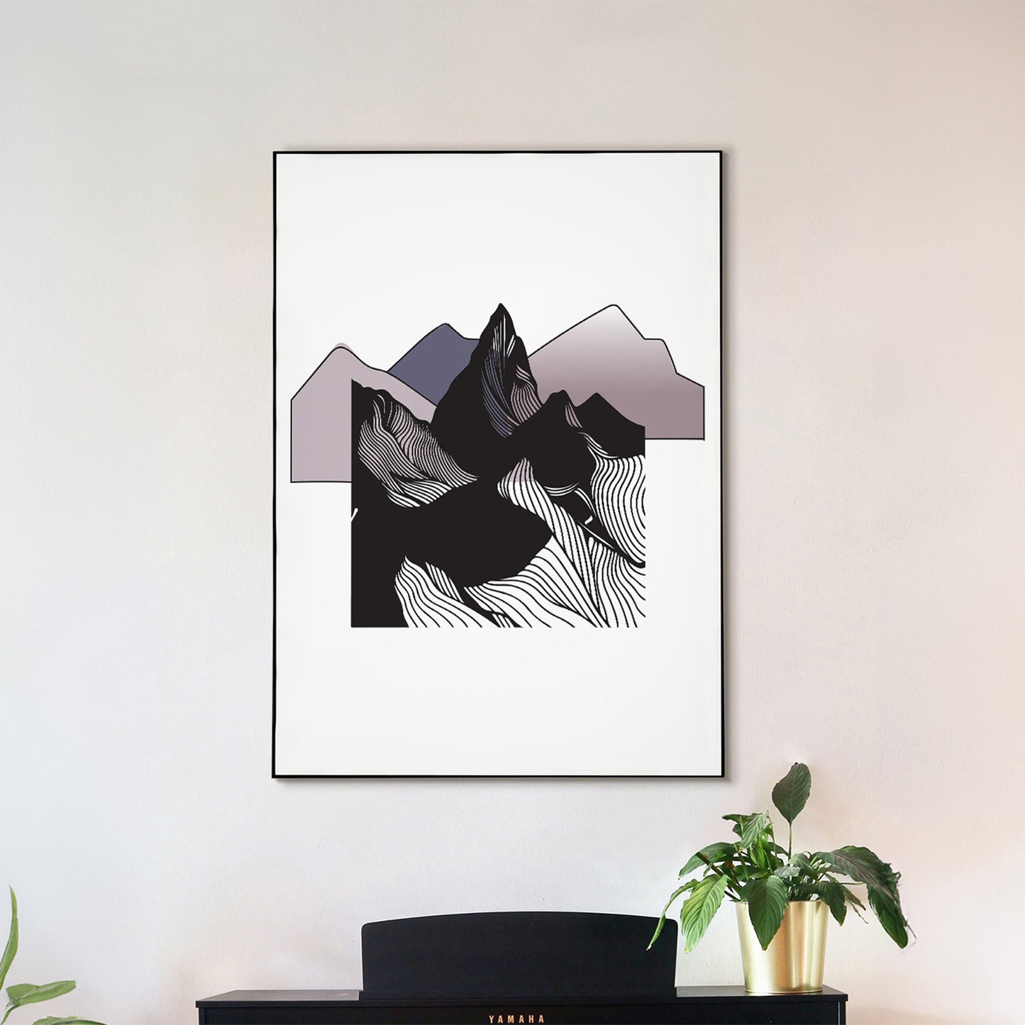 Black and Purple Mountain Canvas Printed Wall Painting