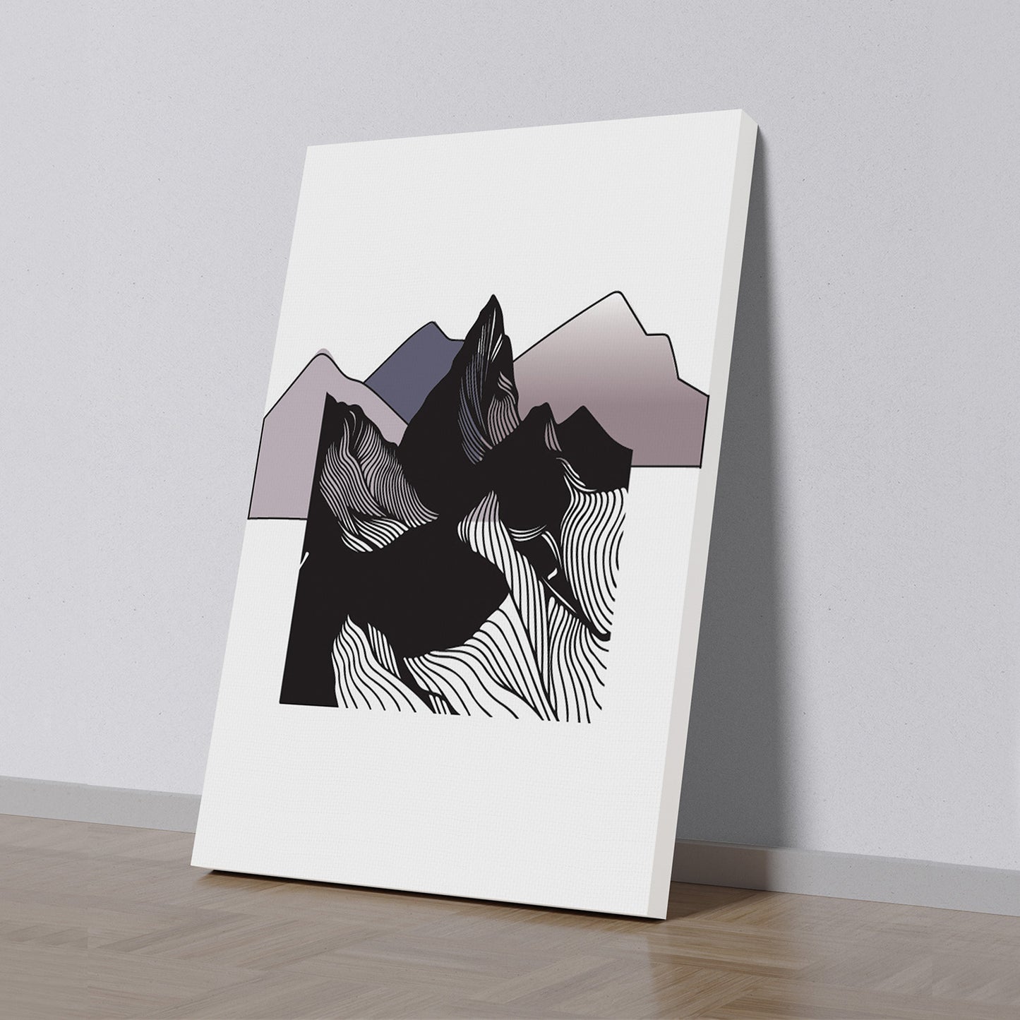 Black and Purple Mountain Canvas Printed Wall Painting