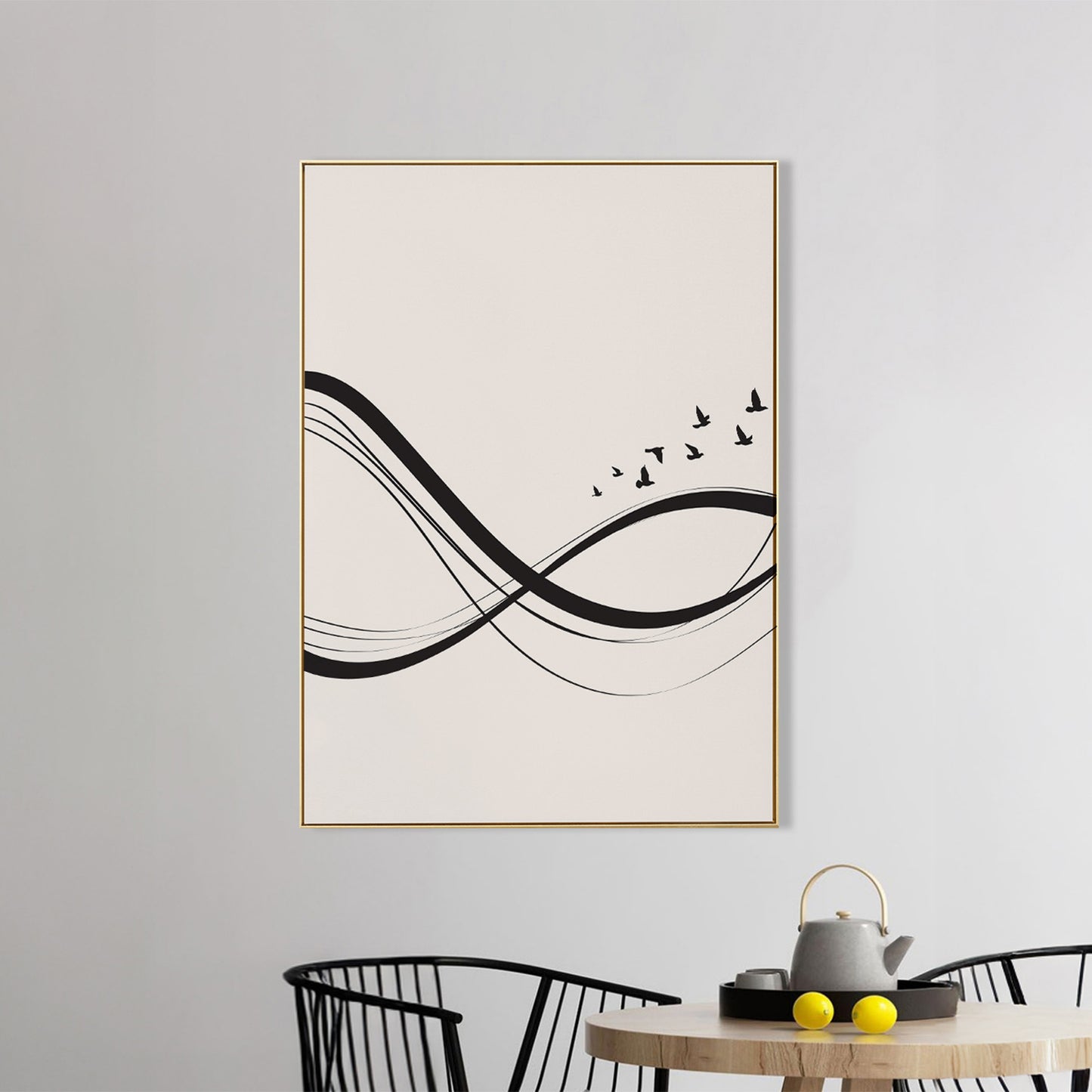 Abstract Wave Black White Canvas Printed Wall Painting