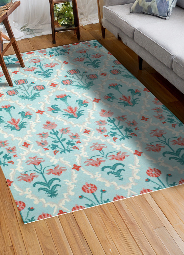 Pink & Teal Oasis Wool Carpet