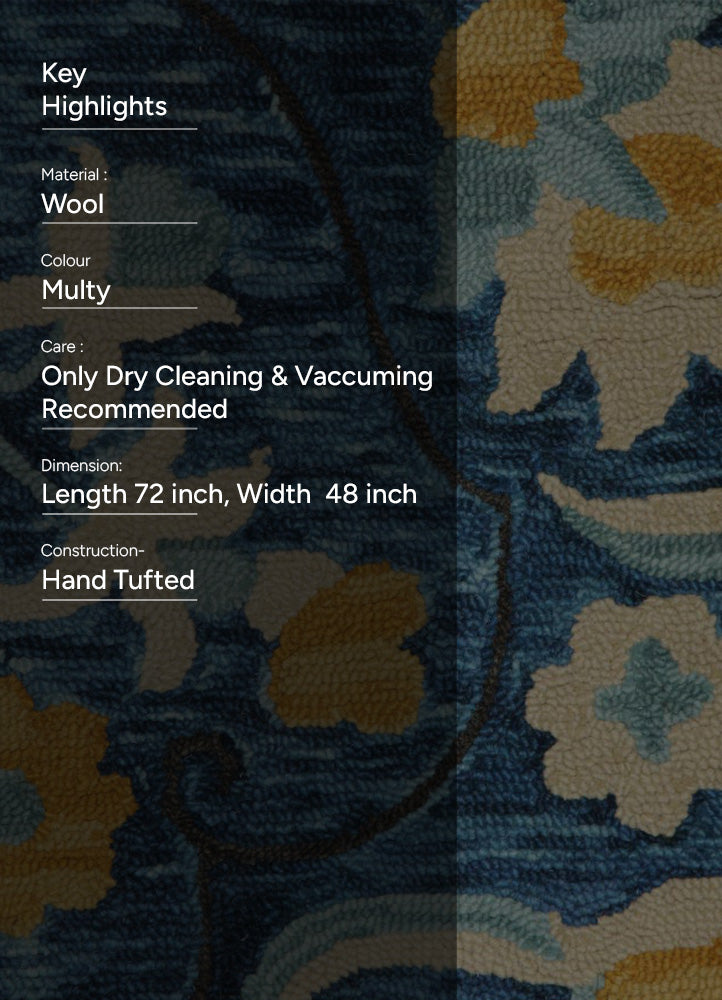 Arty Blue Explosion Wool Carpet