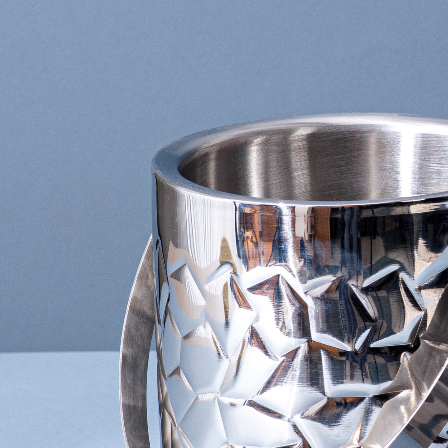 Stylish Silver Hammered Bar Ice Bucket Double walled