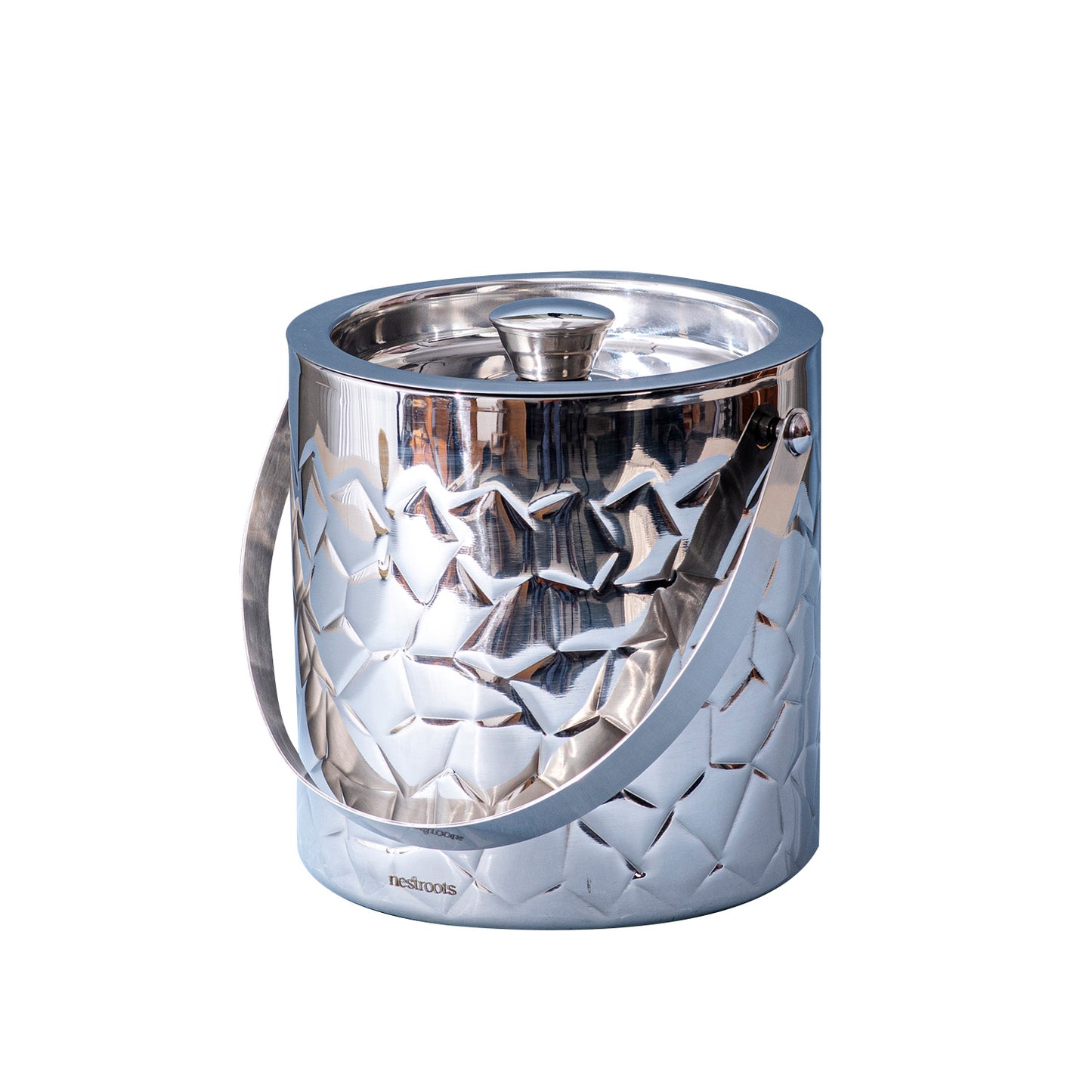 Stylish Silver Hammered Bar Ice Bucket Double walled