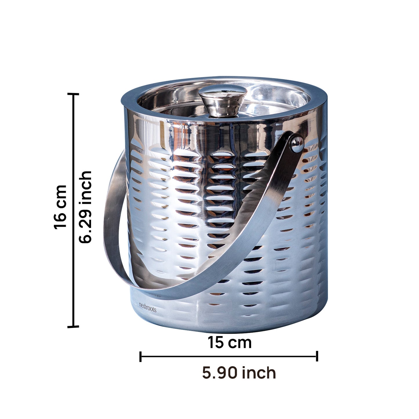 Exquisite Silver Ice Bucket Double walled for Entertaining