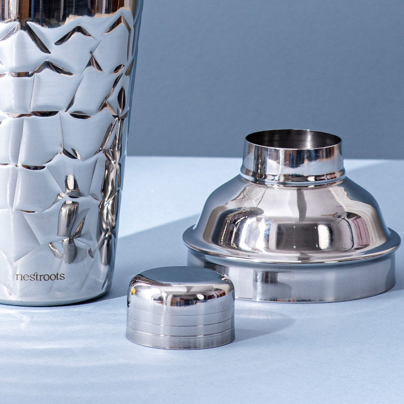 Stylish Silver Hammered Bar Shaker