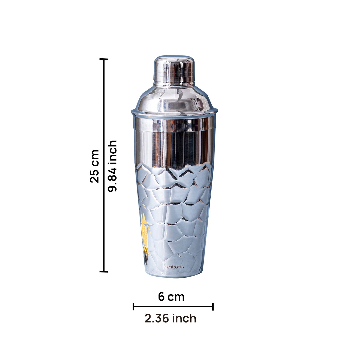 Stylish Silver Hammered Bar Shaker