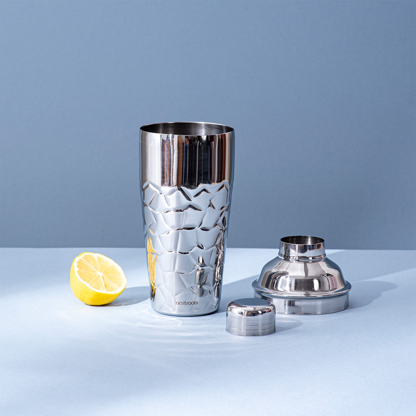 Stylish Silver Hammered Bar Shaker