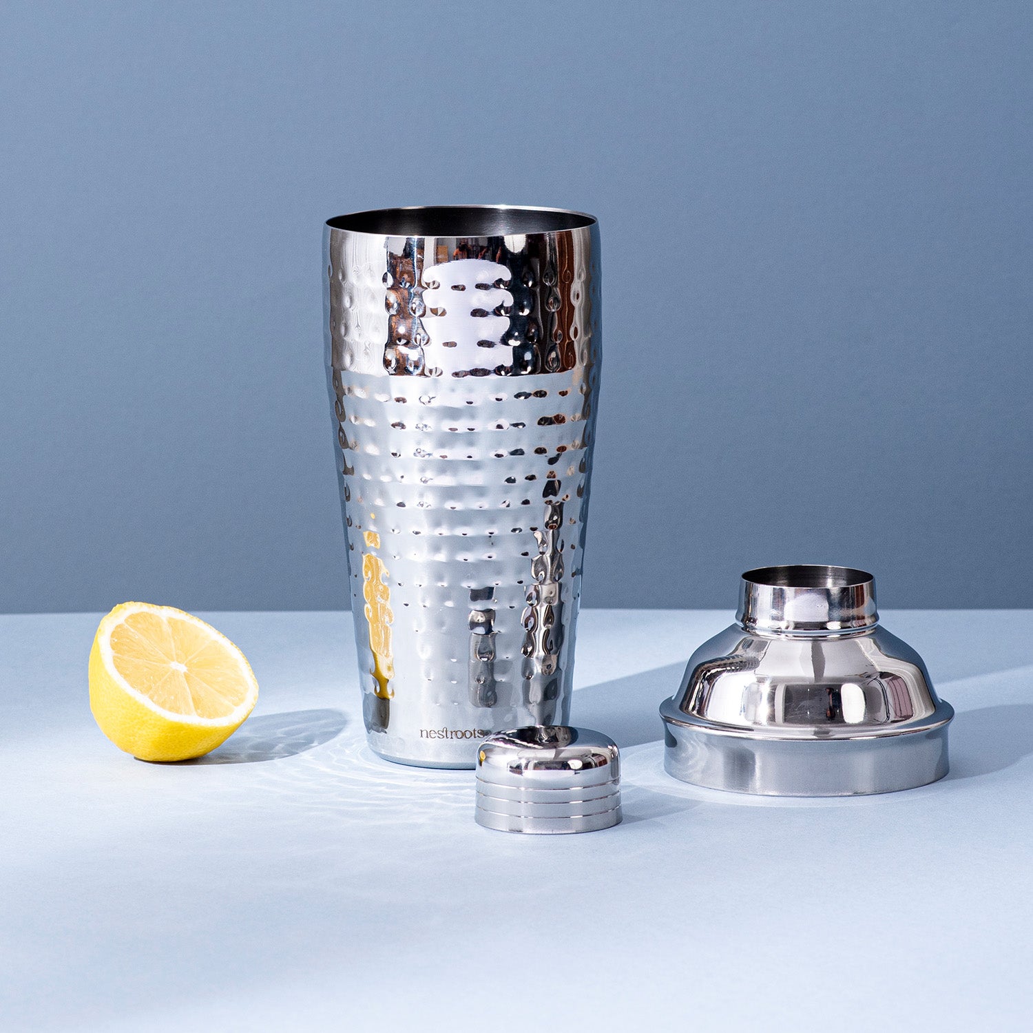 Stylish Silver Hammered Bar Shaker