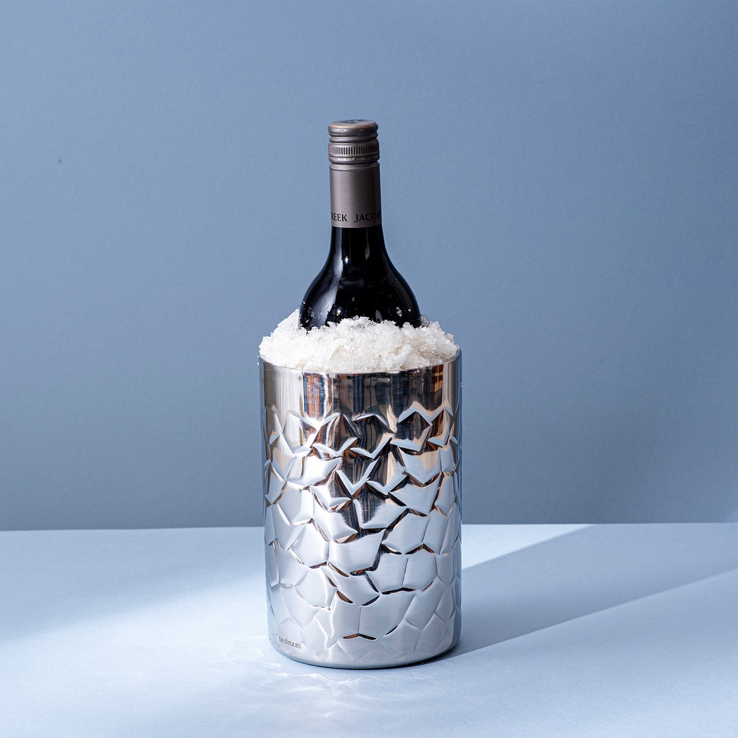 Stylish Silver Hammered Bar Wine cooler/chiller Double walled