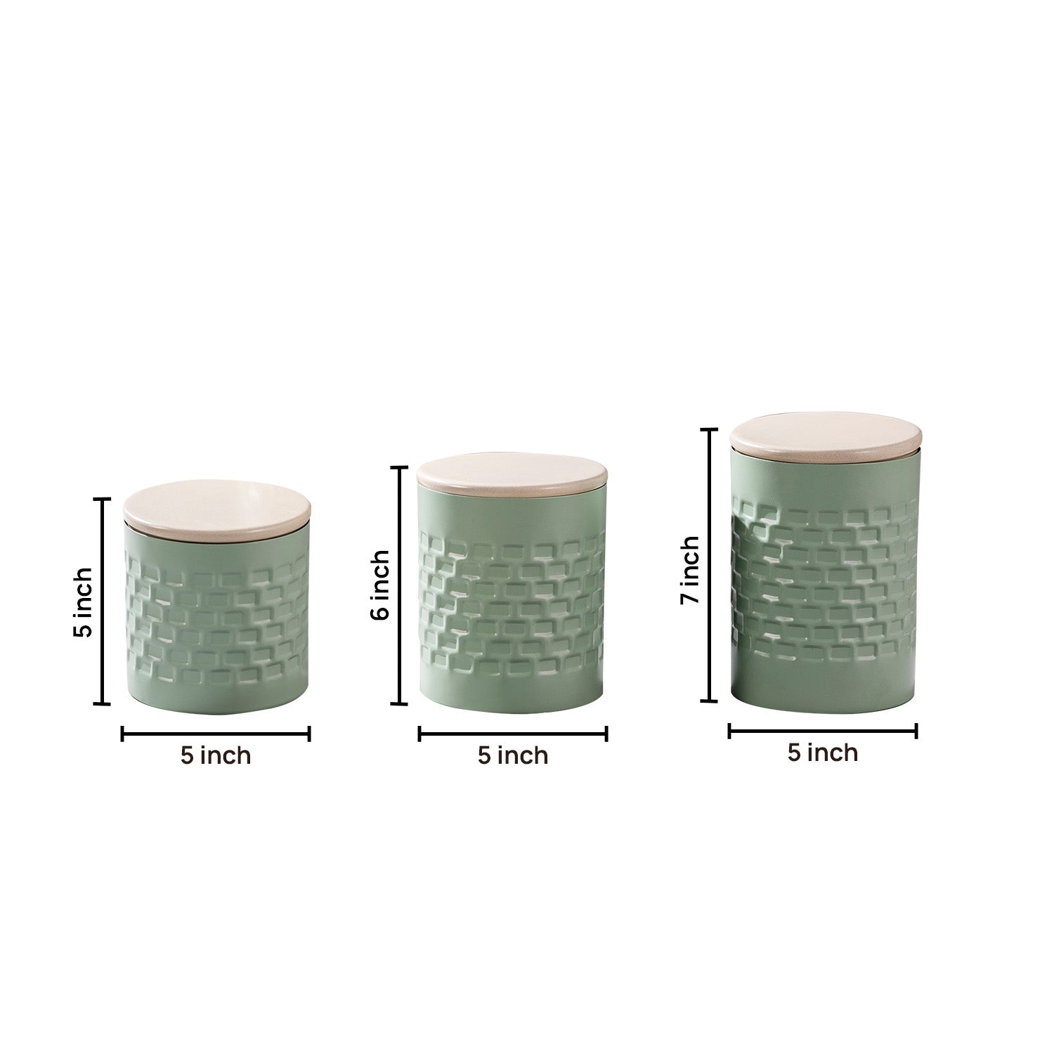 Elegant Green Canister Set of 3