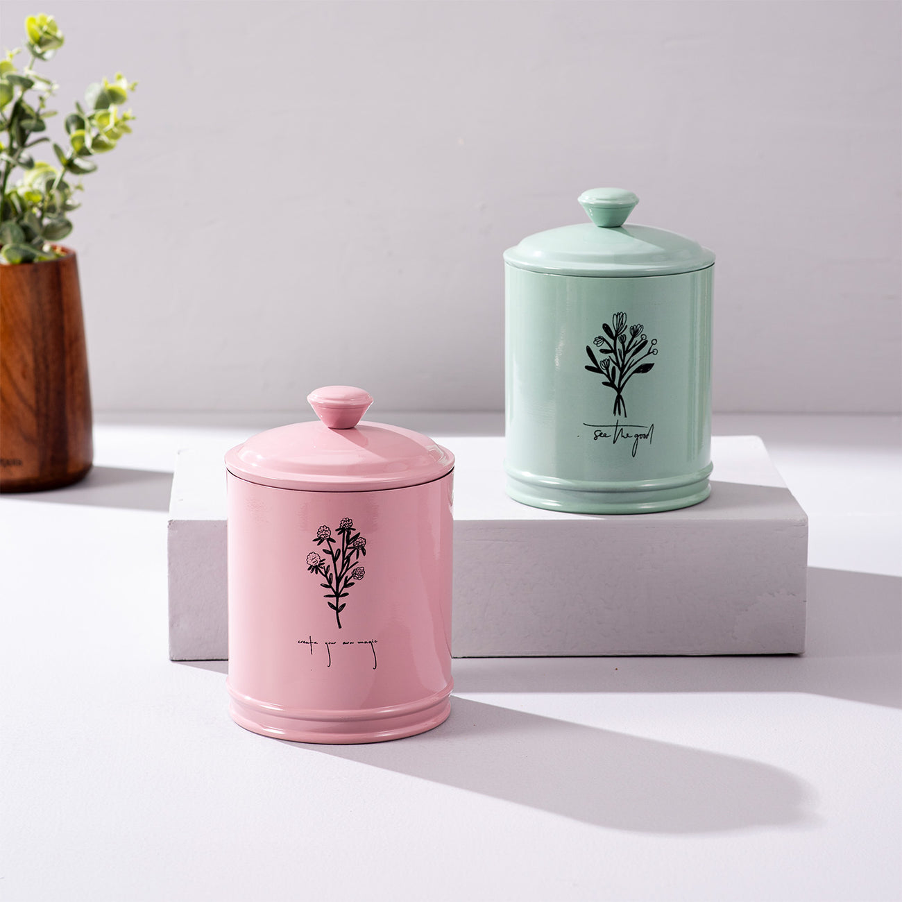 Inspiring Quotes Floral Jar & Canister Set Duo