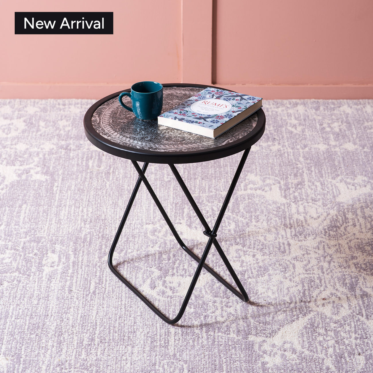 Silver Spectrum: Polished Foldable Side Table