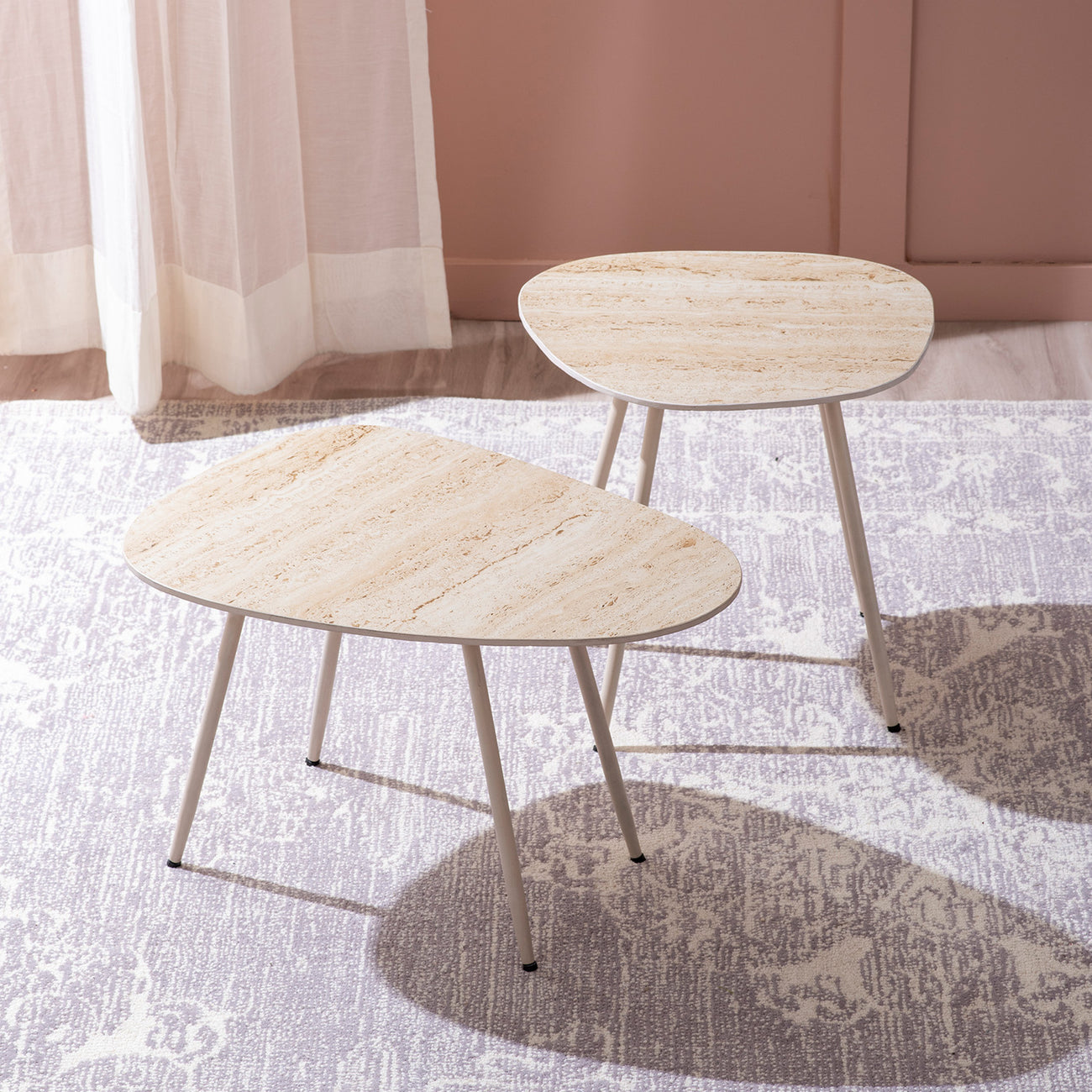 Timeless Travertine Side Table Set of 2