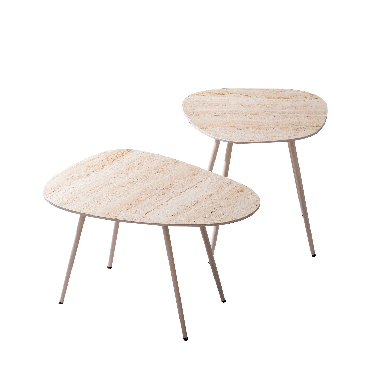 Timeless Travertine Side Table Set of 2