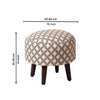 Quad Jacquard Wooden Ottoman in Cream Color