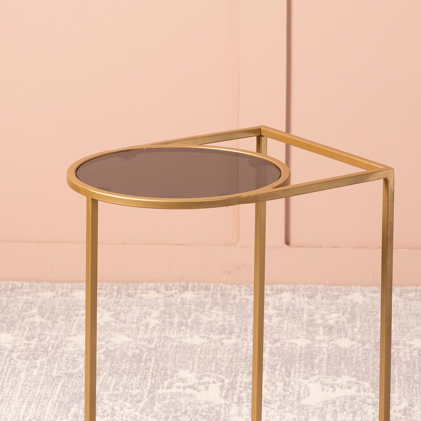 Contemporary Metallic Magazine End Table in Gold Color Set of 2