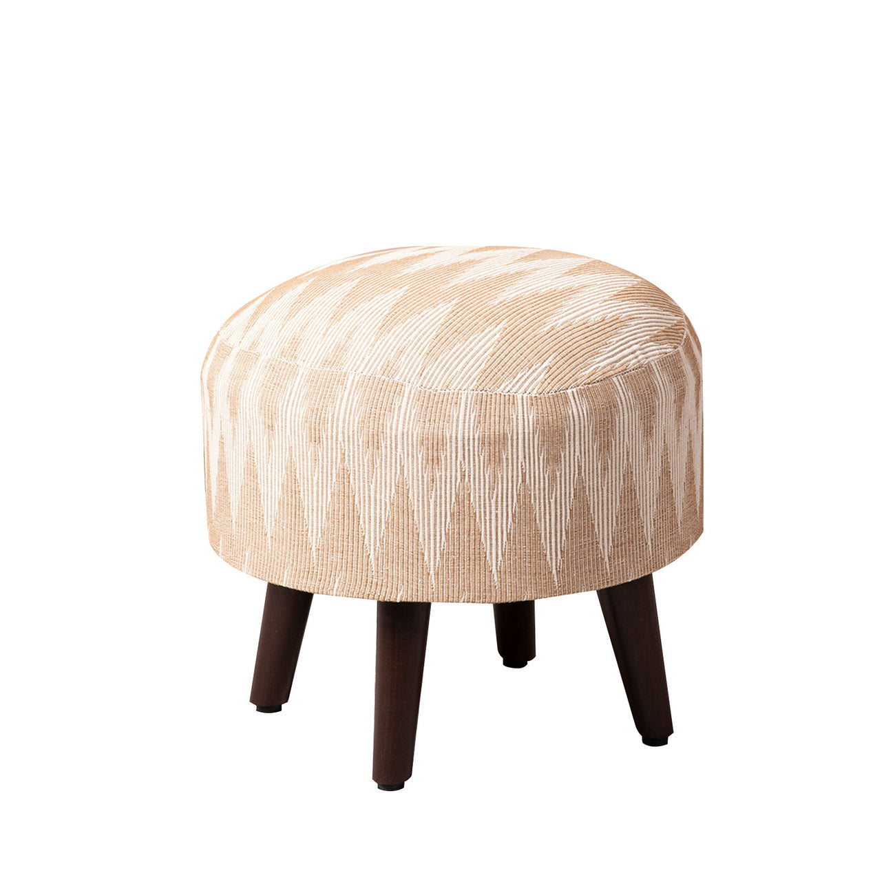 Beige Jacquard Wooden Ottoman Set of 2