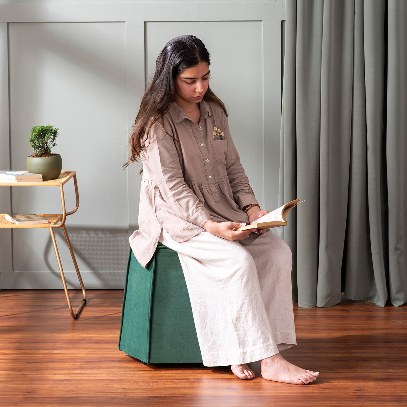 Prism Green Pouf Ottoman