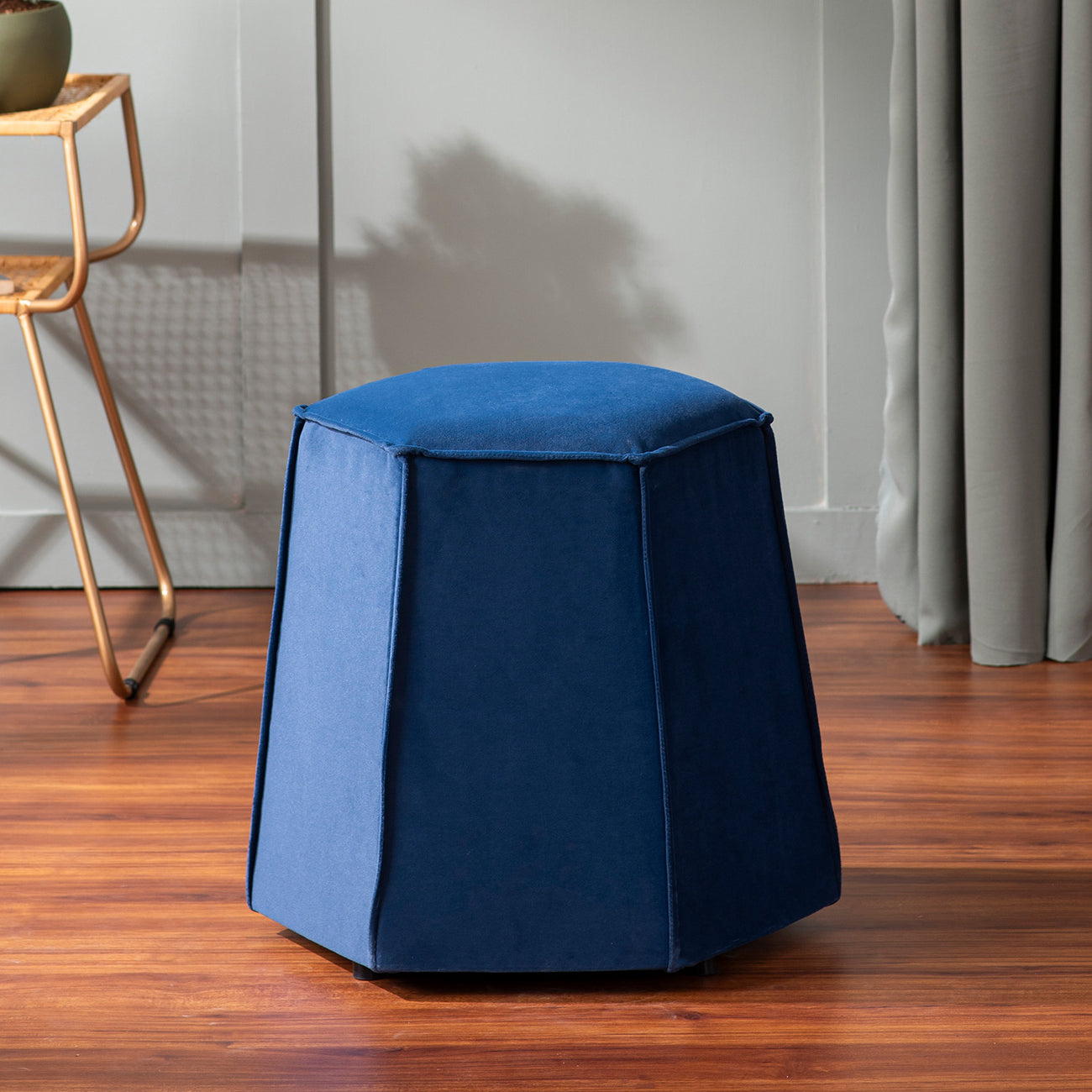 Prism Blue Pouf Ottoman