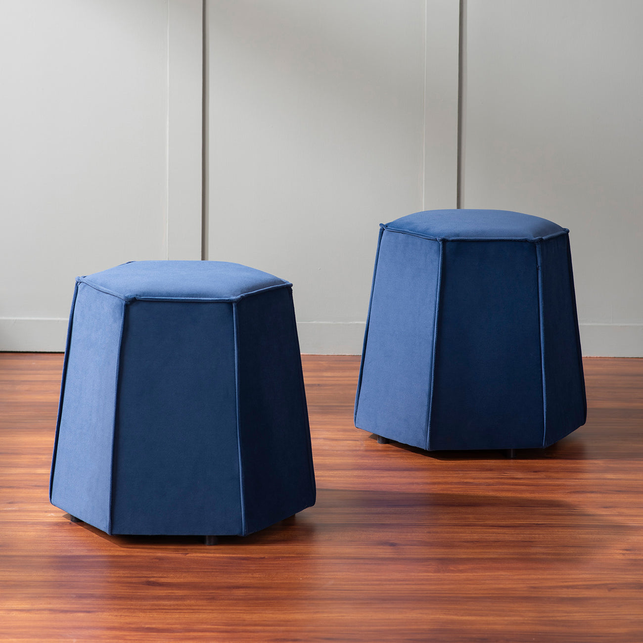 Prism Blue Pouf Ottoman