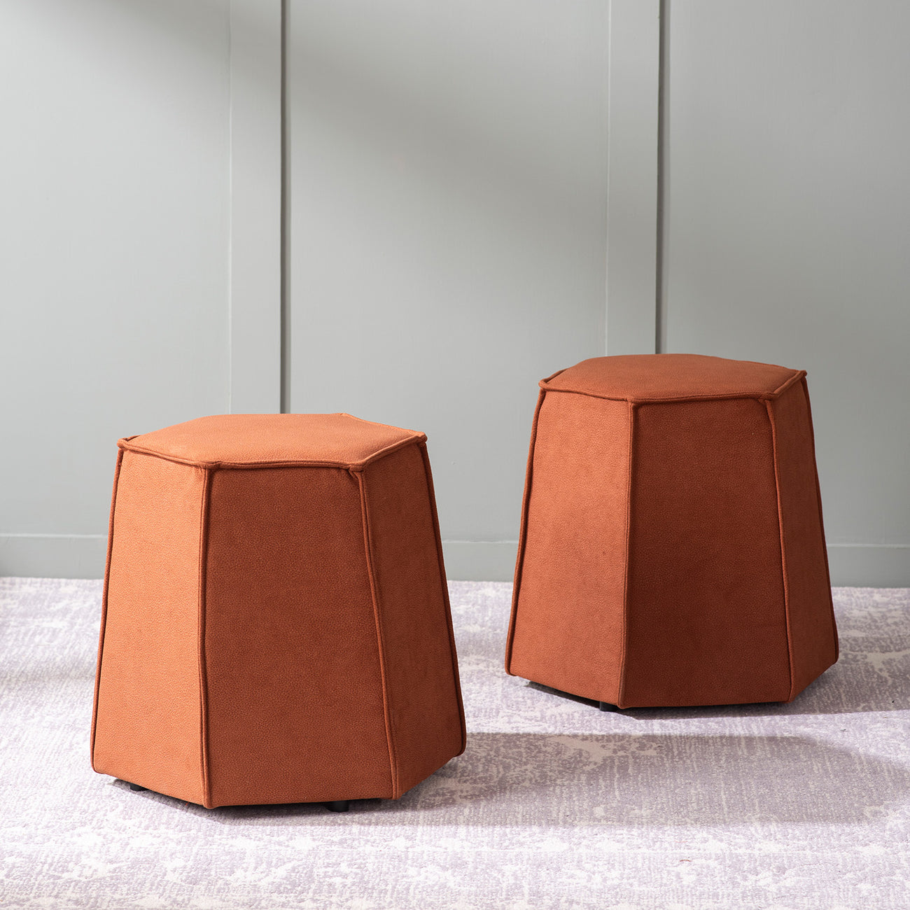 Prism Orange Pouf Ottoman