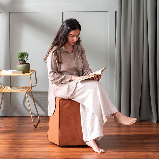 Prism Orange Pouf Ottoman