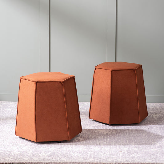 Prism Orange Pouf Ottoman Set Of 2