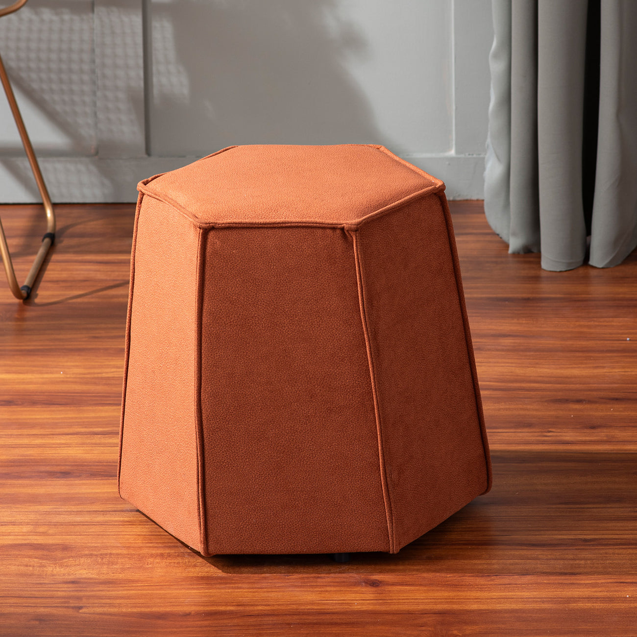 Prism Orange Pouf Ottoman Set Of 2