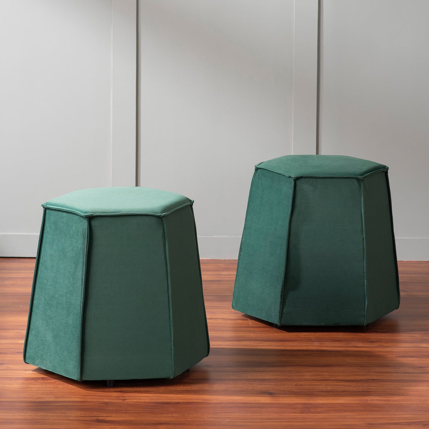 Prism Green Pouf Ottoman Set Of 2