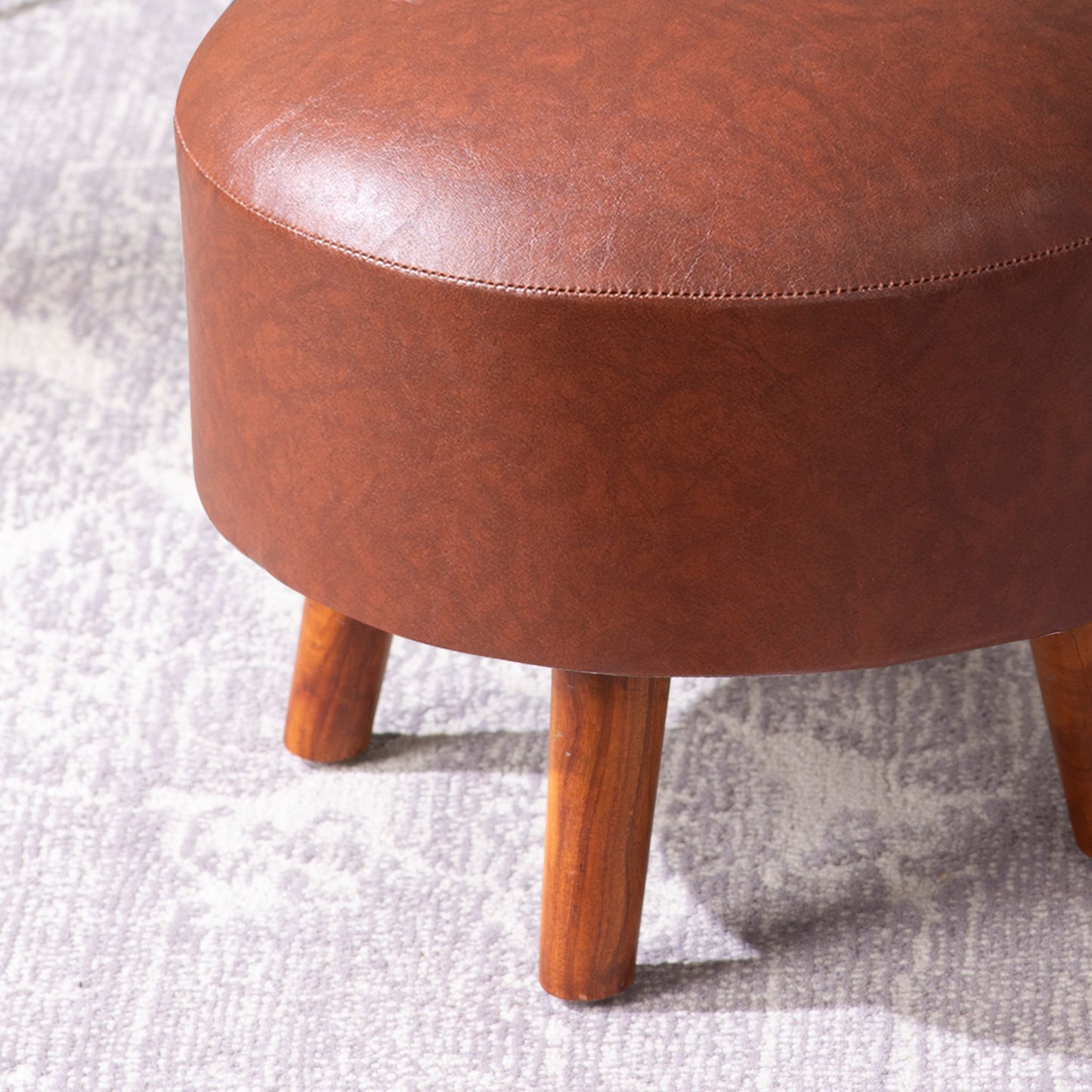 Brick Tan Faux Leather Ottoman