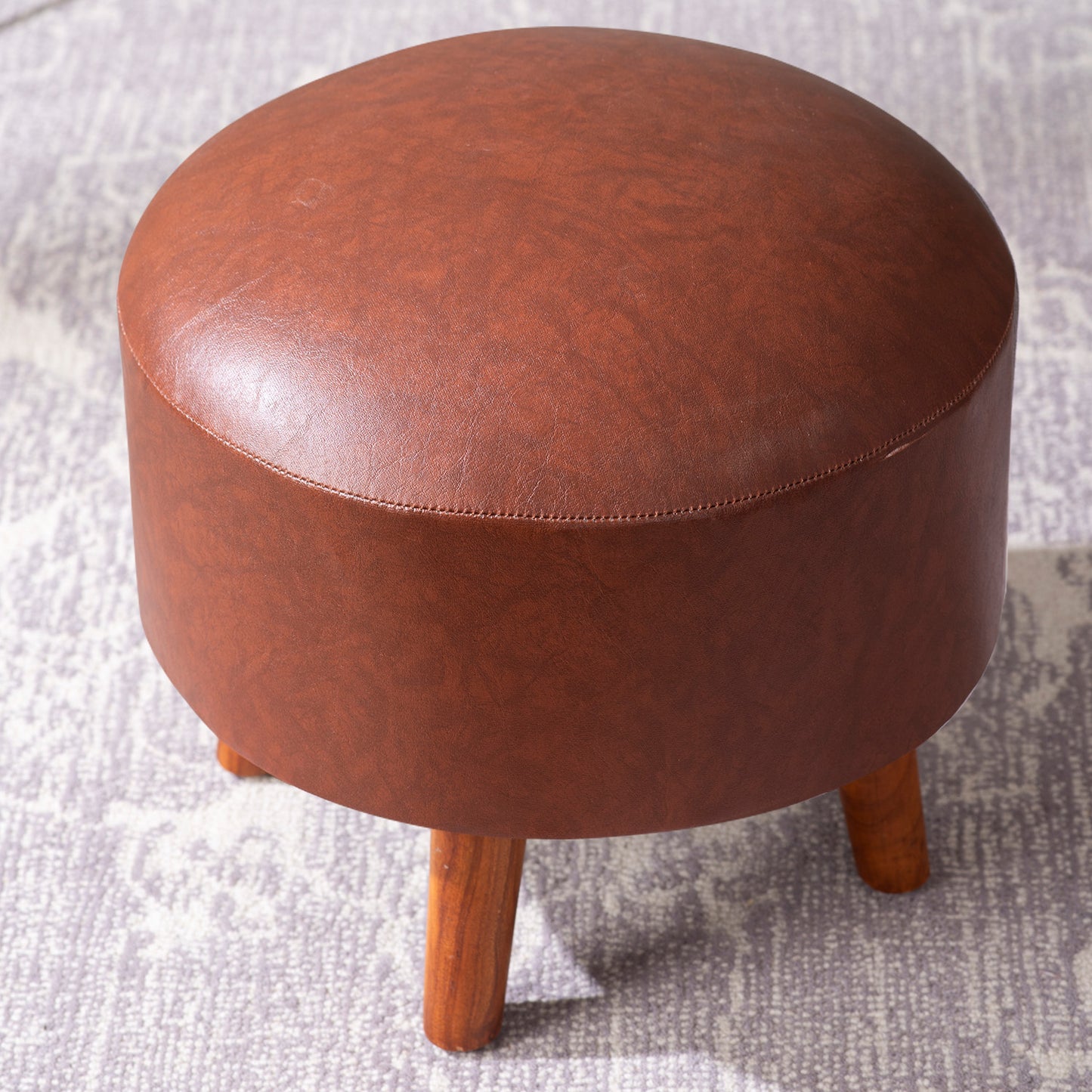 Brick Tan Faux Leather Ottoman