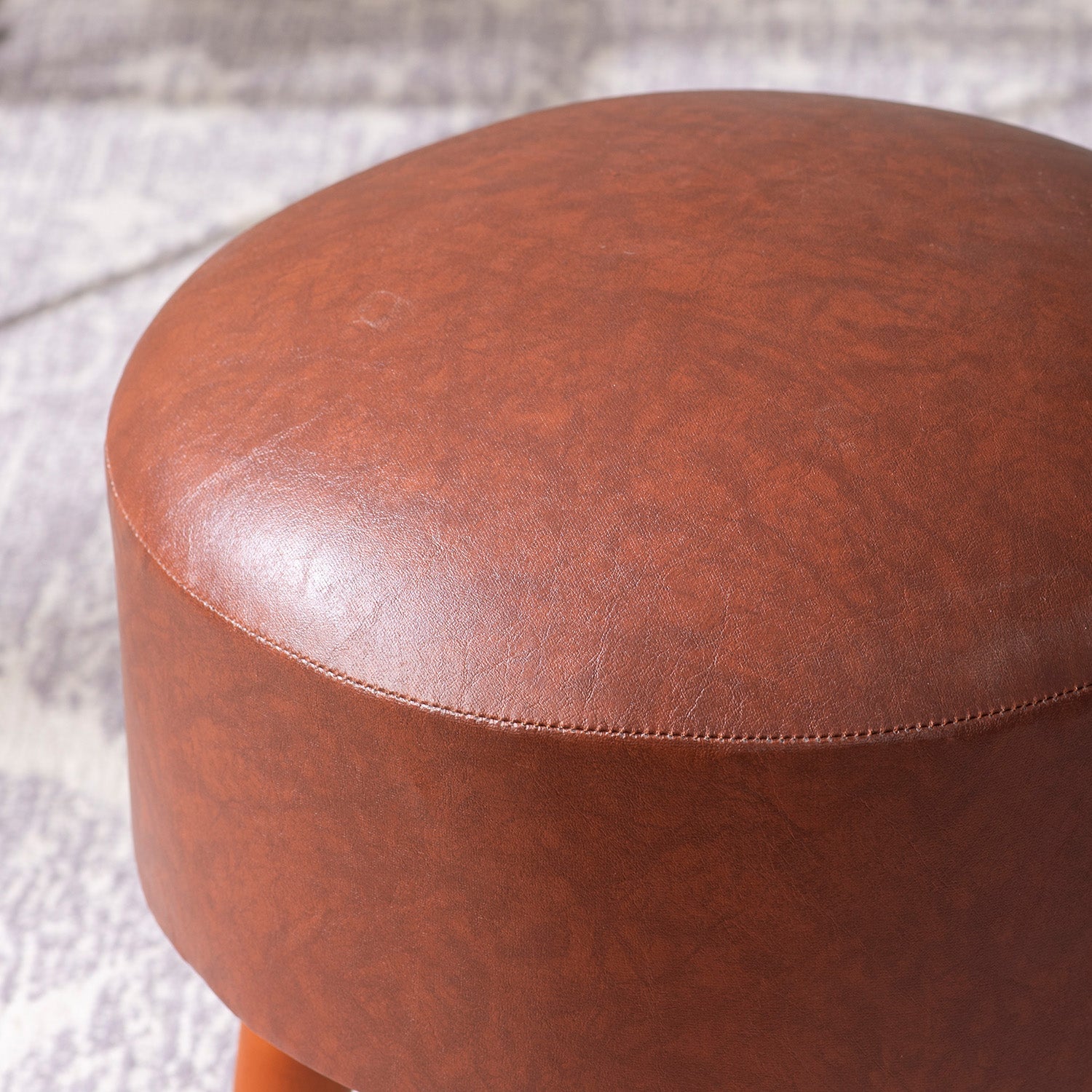 Brick Tan Faux Leather Ottoman