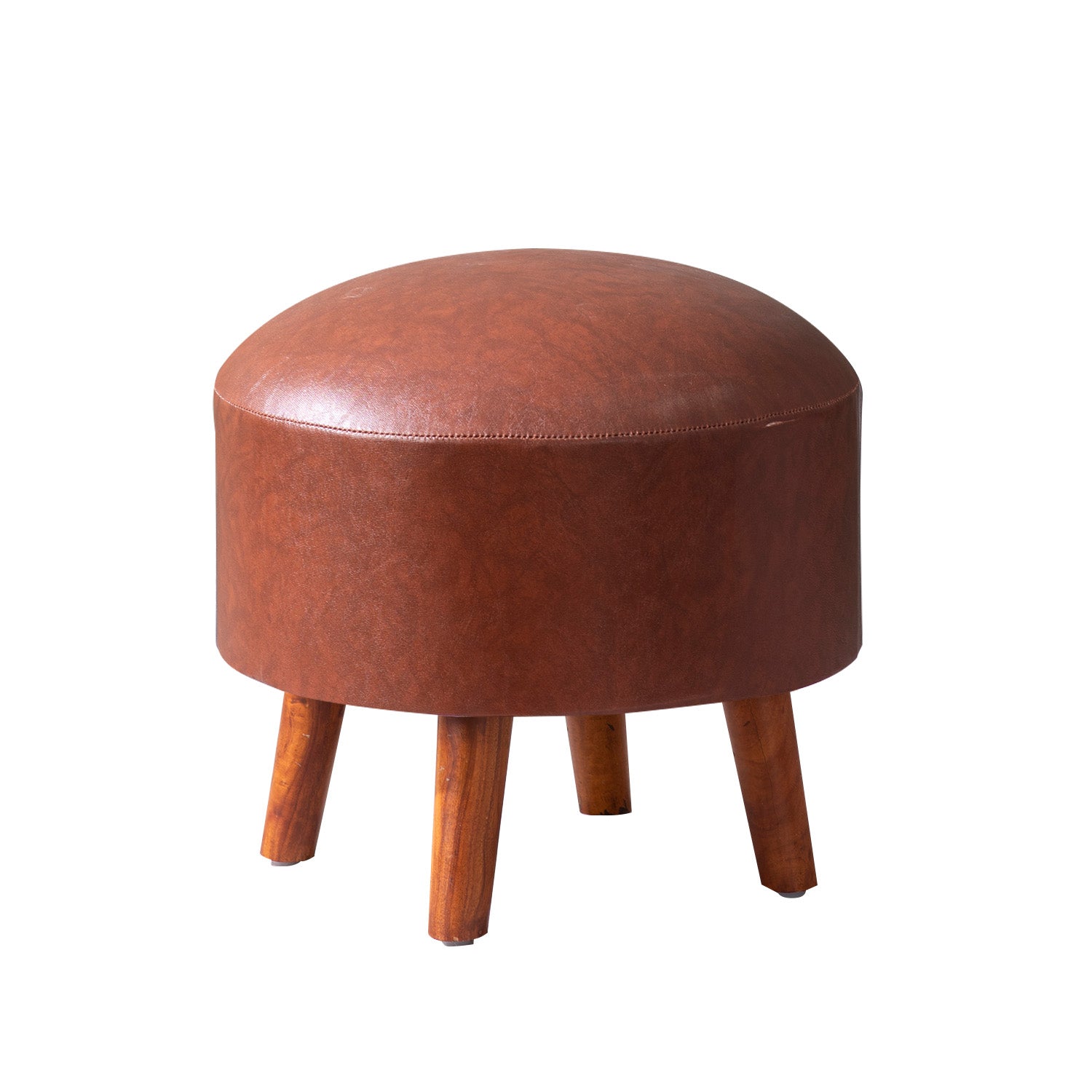 Brick Tan Faux Leather Ottoman