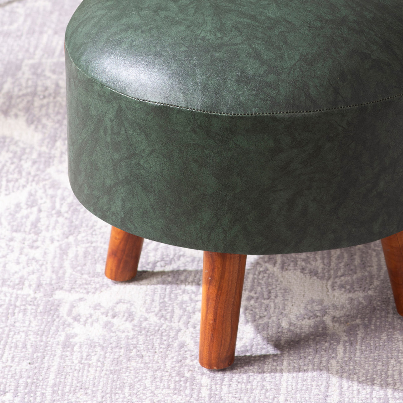 Brick Forest Green Faux Leather Ottoman