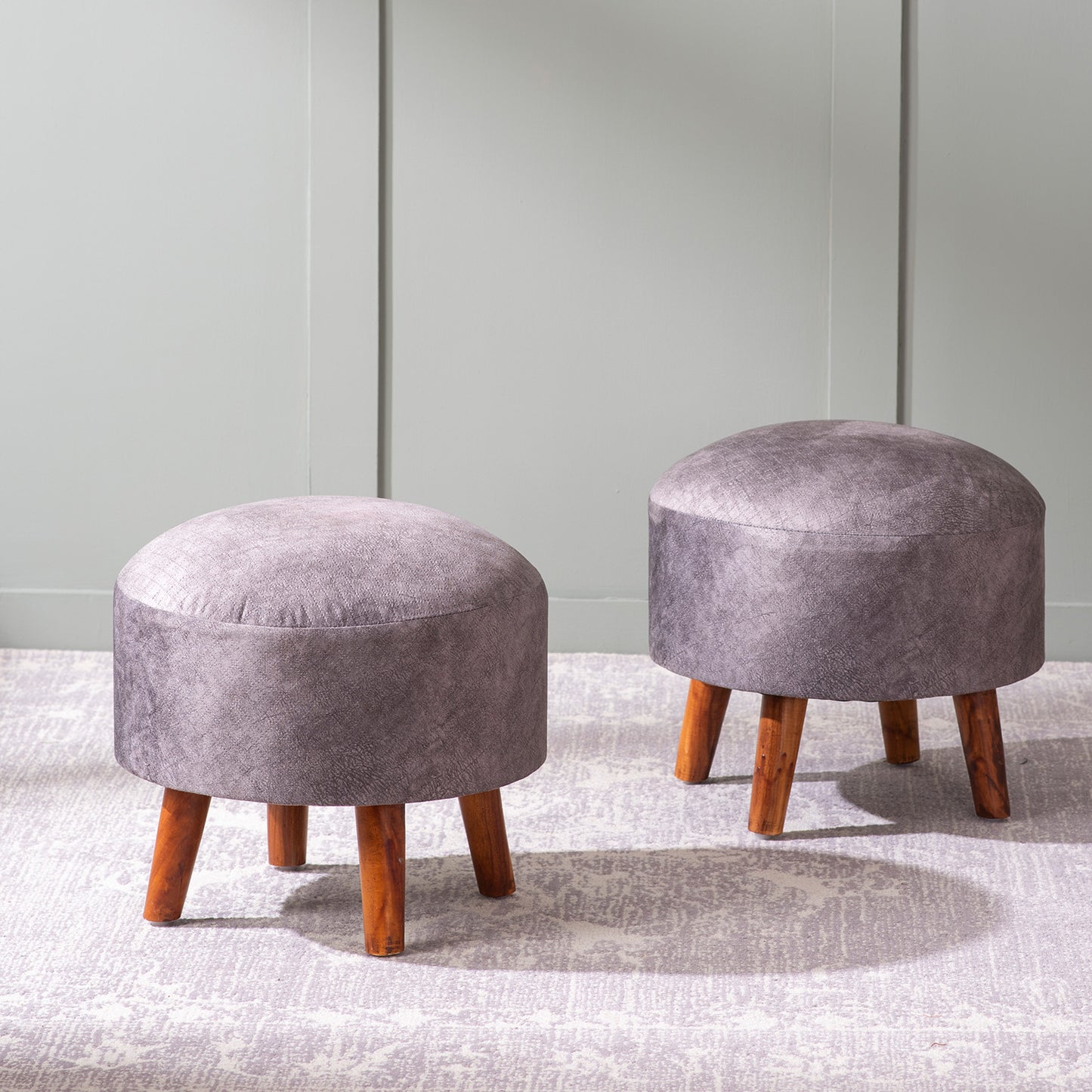 Brick Grey Faux Leather Ottoman