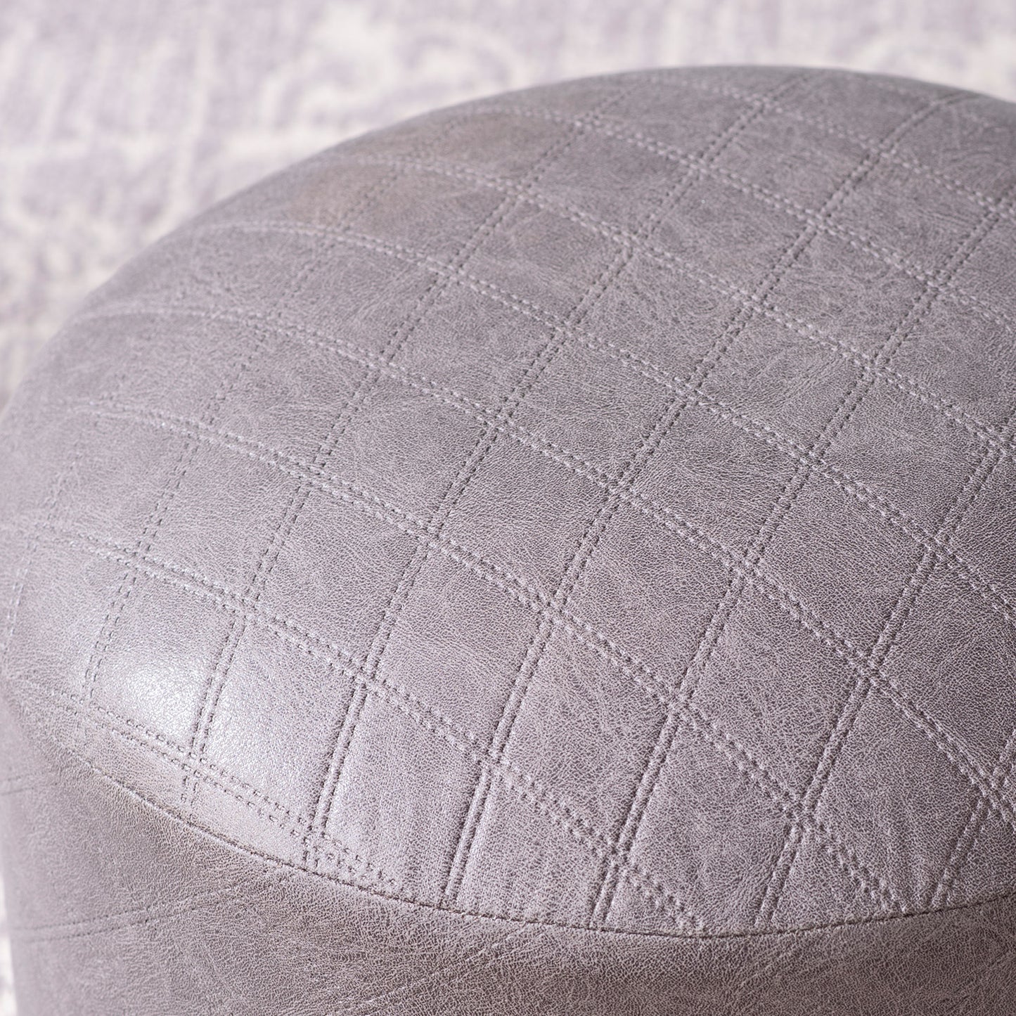 Brick Grey Faux Leather Ottoman