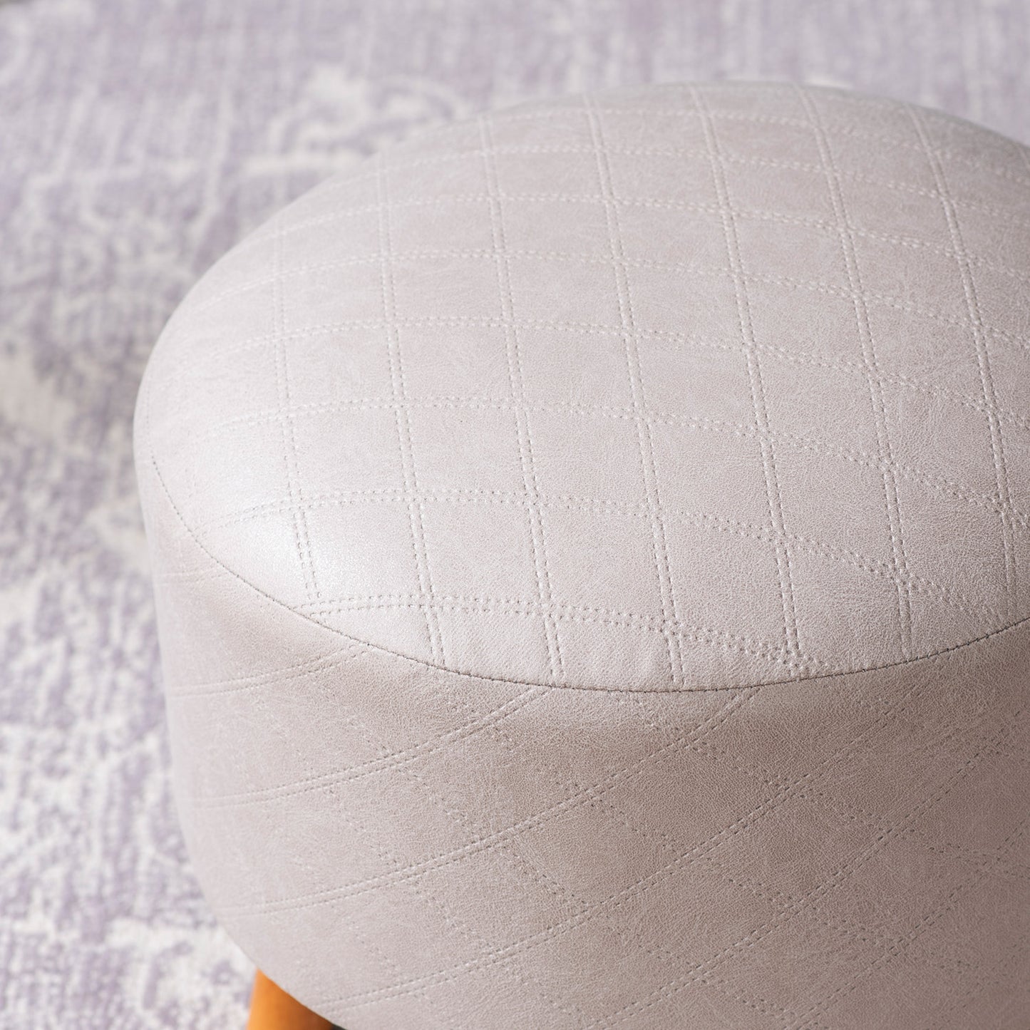 Brick Beige Faux Leather Ottoman