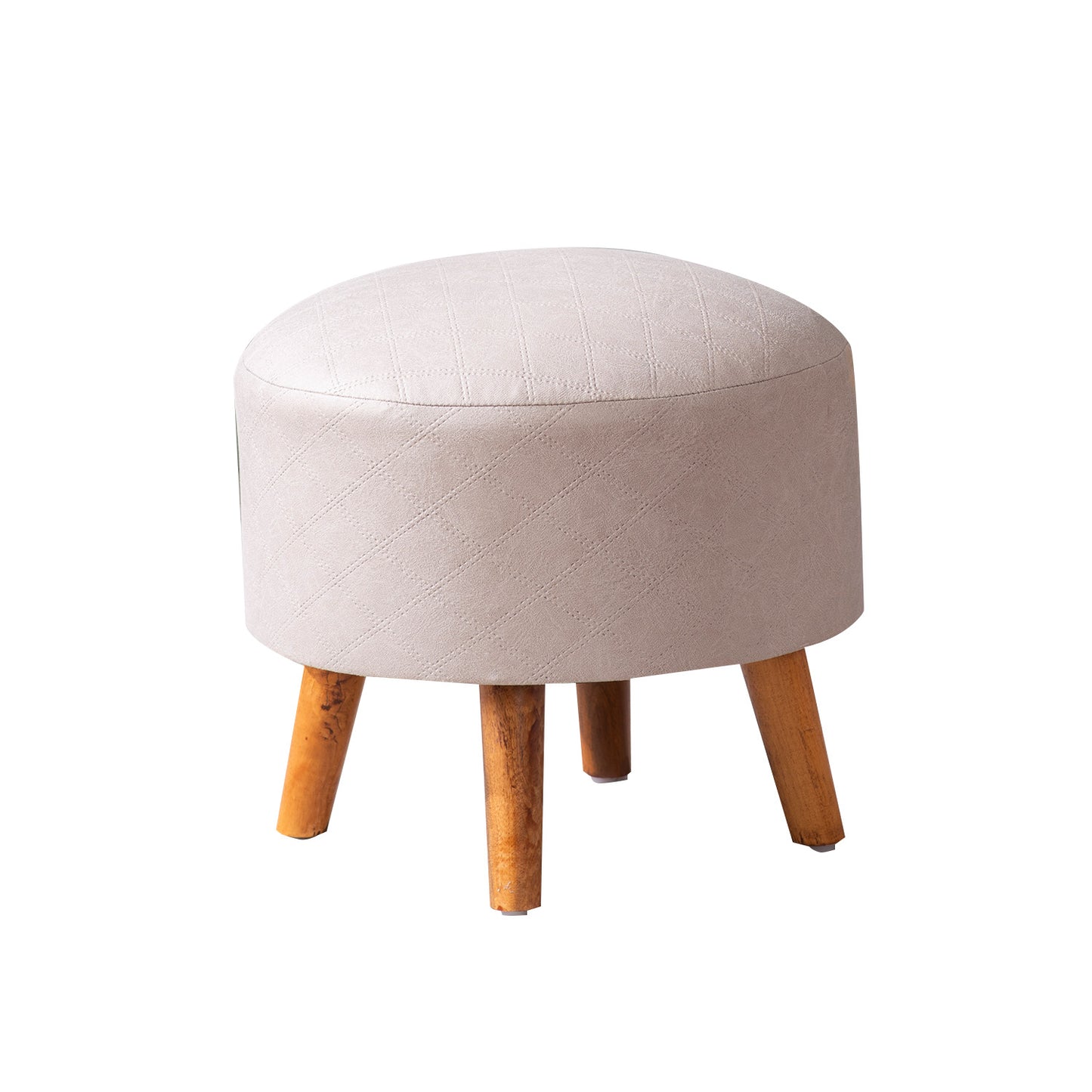 Brick Beige Faux Leather Ottoman