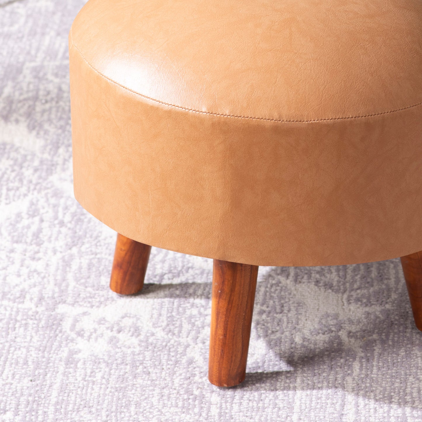 Brick Brown Faux Leather Ottoman