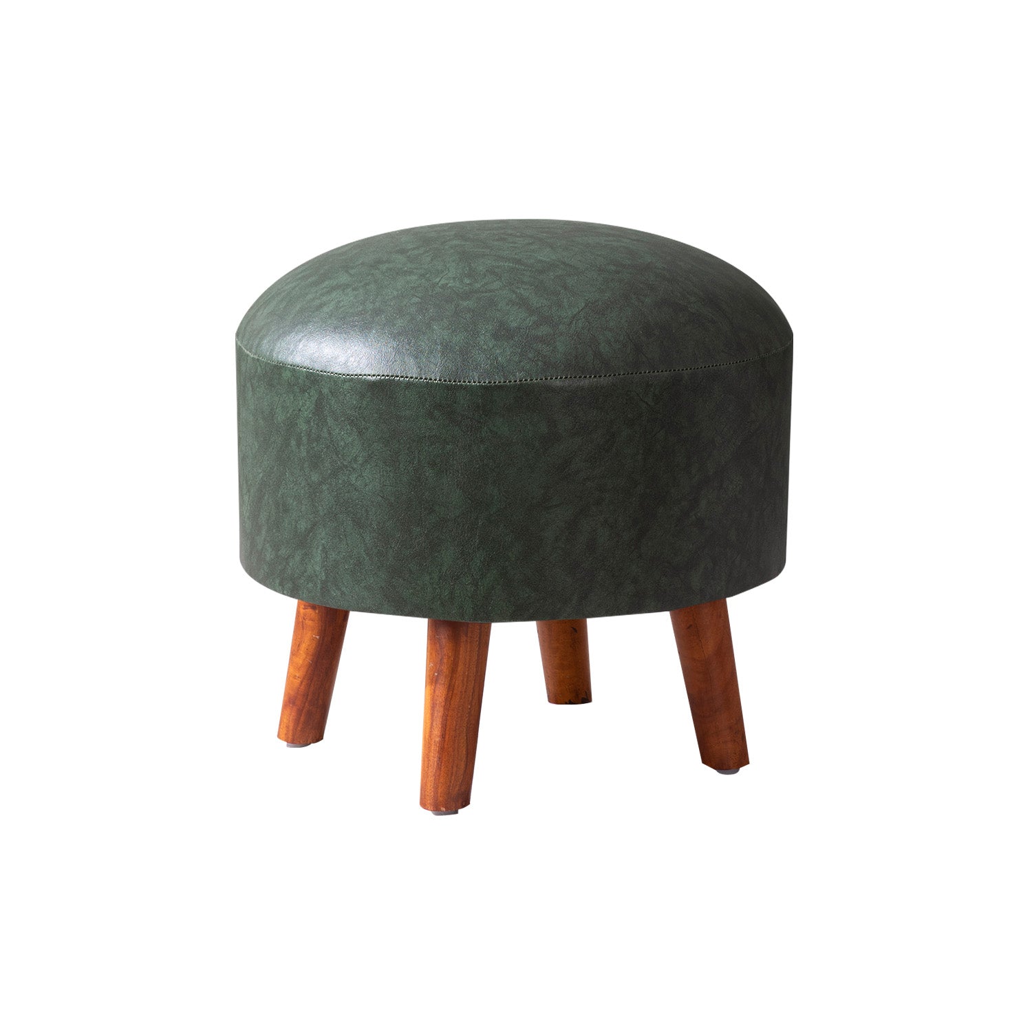 Brick Forest Green Faux Leather Ottoman Set Of 2